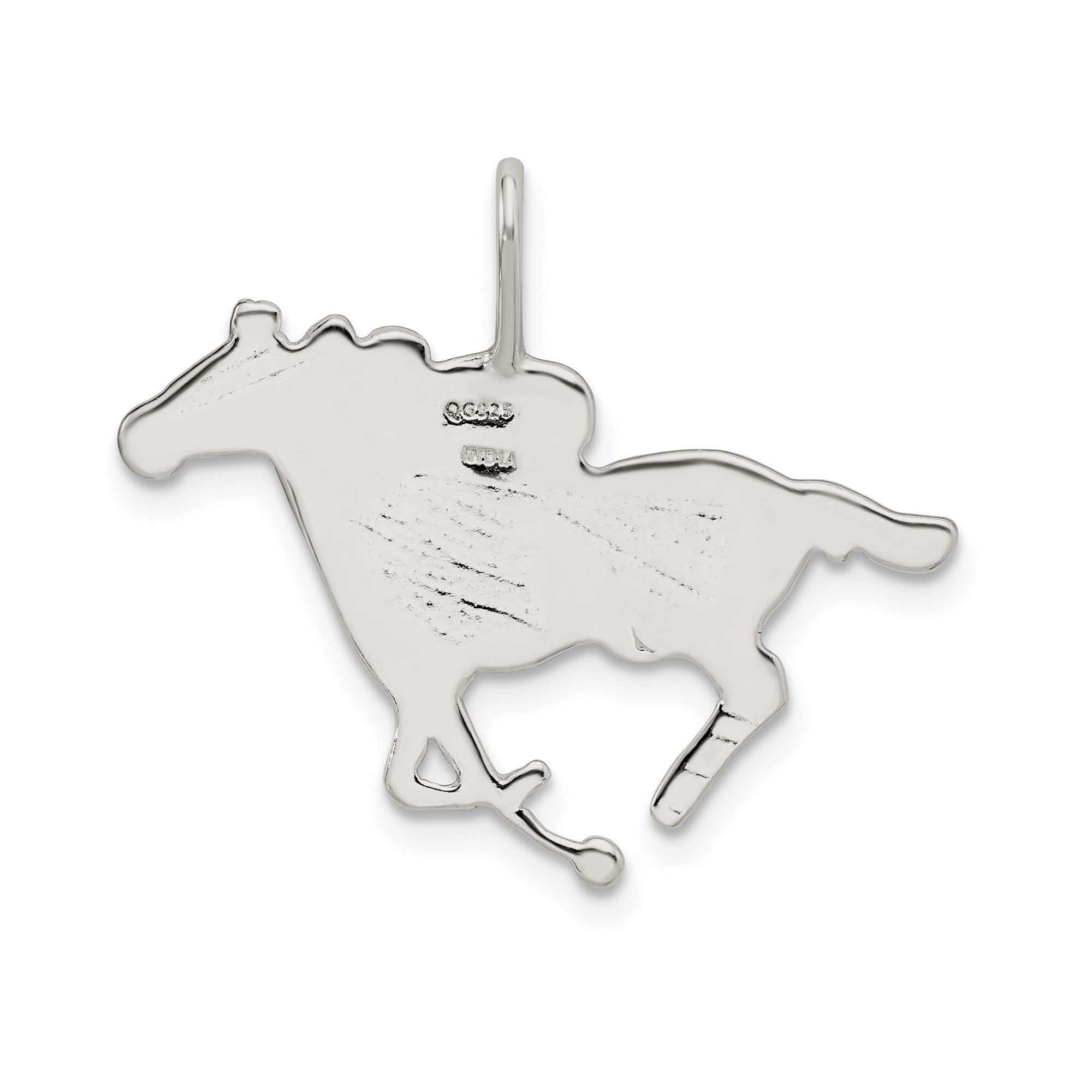 Sterling Silver Horse Racing Pendant with Jockey, Unisex Equestrian Charm for Western Jewelry, Symbol of Speed and Competitive Spirit for Fans and Riders