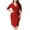 B-Red, variant on Plus Size Wrap Dresses for Cocktail Party, Womens Sexy V Neck Bodycon Wrap Dress Long/Short Sleeve Midi Sheath Dress