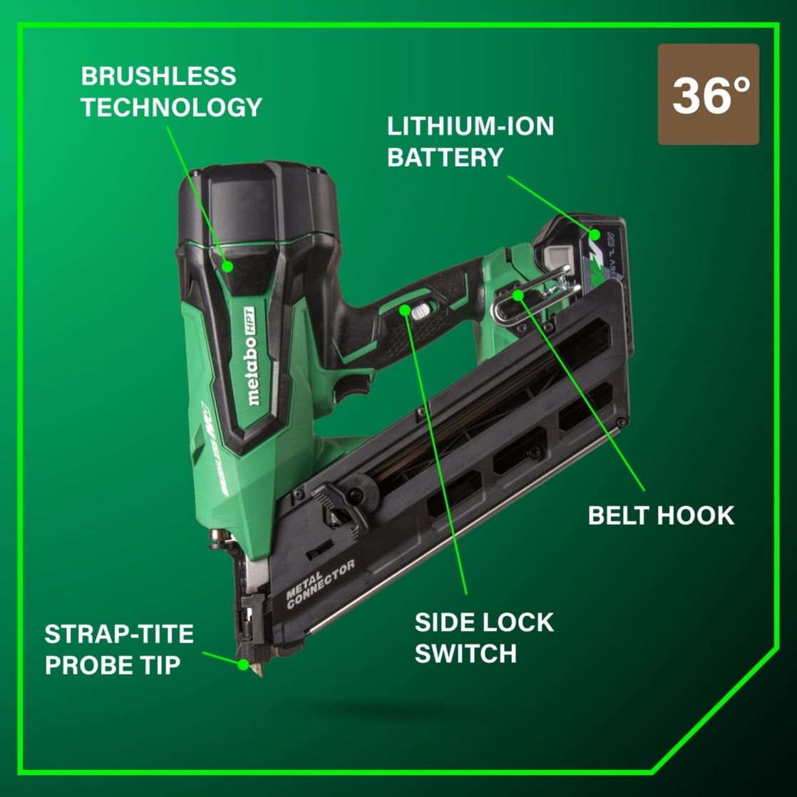 Metabo HPT 36V Cordless Metal Connector Nailer Kit, NR3665DA