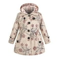 thumbnail image 2 of Jacenvly New Jackets for Kids On Fashion Girls' Winter British Trench Coat with Detachable Hat Thickened Floral Print and Cotton Jacket 9-10 Years Khaki1, 2 of 9