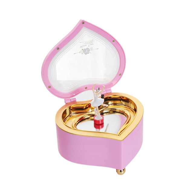 Cajas musicales multifuncionales Yuarrent en forma de corazón plástico amplio bailarina giratoria Rosa