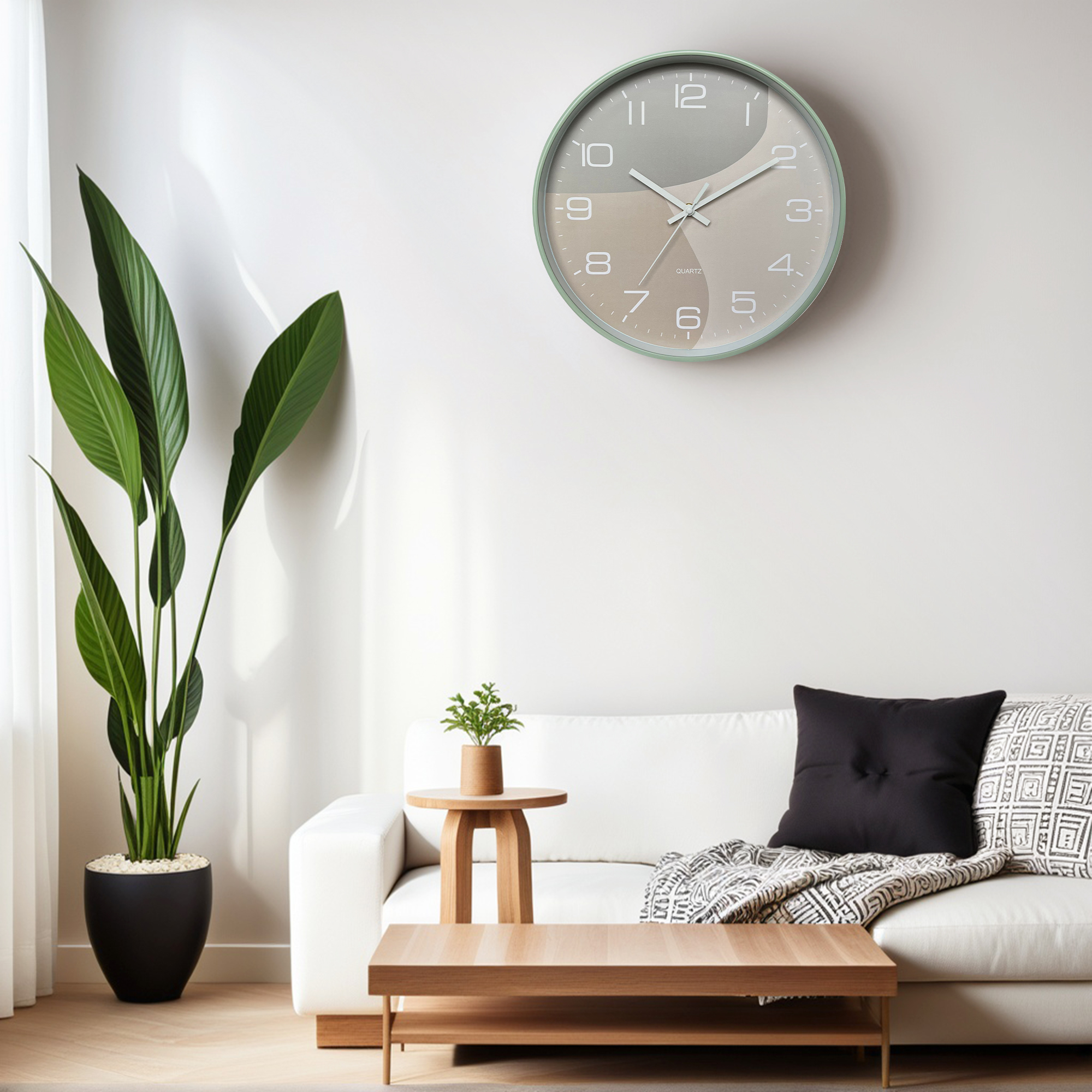 Unique Bargains Modern Silent Non Ticking Battery Operated Wall Clock Green