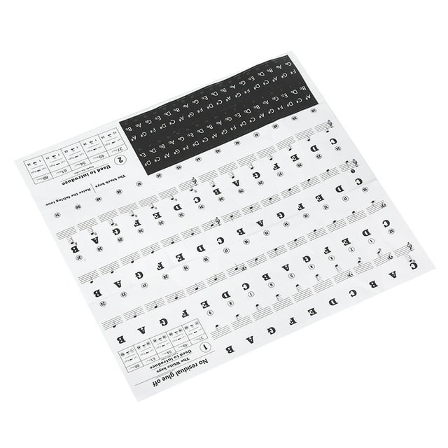 Pegatinas para piano, partituras, teclado, PVC, números blancos y negros, notas para niños principiantes