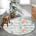 thumbnail image 3 of Round Rugs 3.3Ft, Teal Red Seahorse Coastal Round Area Rug Washable Indoor Throw Carpet, Vintage Nautical Beach Coral Starfish Soft Non Slip Circle Rug for Laundry Room Patio Home Decor Aesthetic, 3 of 8