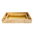 NitinNY Set of 2, Gold Colored, Wood Based, Nested Decorative Trays