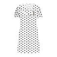 thumbnail image 4 of Sakmal Short Sleeve Spring Dresses for Women 2025 Mini Shift V Neck Polka Dot White Dresses S-2XL, 4 of 5