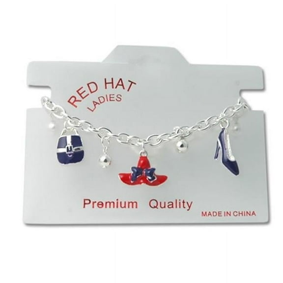 Designer Jewelry  Red Hat Charm Bracelet - Red - 7 inch