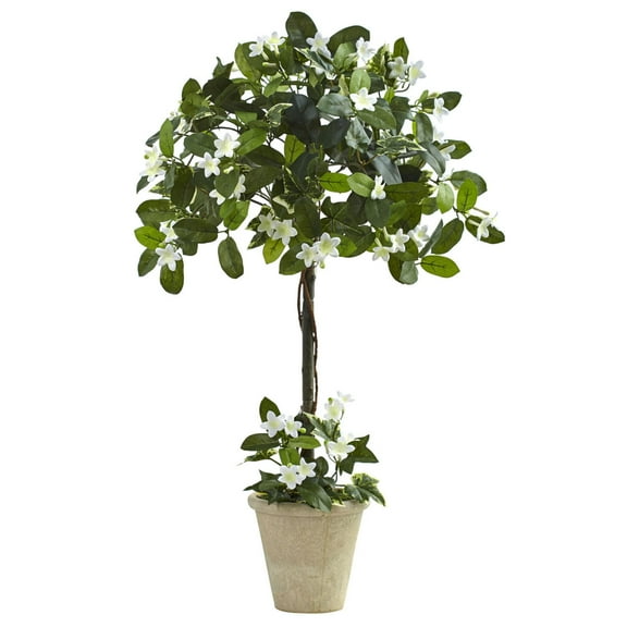 Nearly Natural Home Decor 3' Stephanotis Topiary with Planter