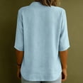 thumbnail image 5 of Women's V-Neck Asymmetrical Linen Blend Blouse - 3/4 Sleeve Casual Button Detail Tunic Top with Loose Fit, Lightweight Solid Boho Shirt for Summer & Vacation Light Blue L, 5 of 5