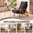 thumbnail image 4 of Ktaxon Mid Century Chenille Accent Chair, 5 Position Adjustable Recliner Chair, Rubber Wood Frame Lounge Chair for Living Room Bedroom Office Black, 4 of 8