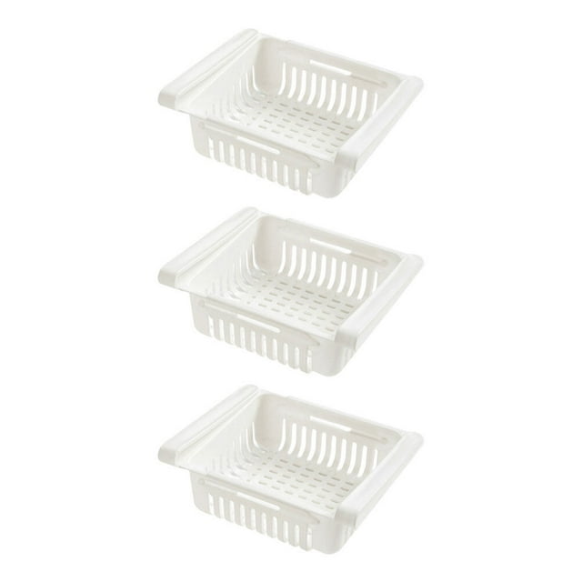 KAKOWELY 3pcs Refrigerator Fruit Vegetable Storage Box Drain Storage Crisper Container for Home Store Restaurant (White),8.27"X6.3"X3.15"