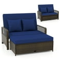 thumbnail image 2 of Gymax Patio Rattan Daybed Wicker Loveseat Sofa w/ Multifunctional Ottoman Navy, 2 of 9