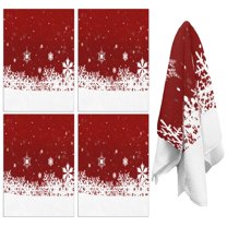 4 Pcs Funny Kitchen Towels,Red Christmas Snowflake Pattern Microfiber Dish Towels,Kitchen Tea Towels,Kitchen Towel Set (18" X 26")