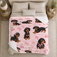 thumbnail image 5 of Playful Dachshund Dog Autumn Living Room Scene Pink, Playful Pet Portrait Pattern, Warm Flannel Blanket for Living Room and Bedroom, Dog Lovers Thanksgiving Gift, Pet Lover Home Decor, 5 of 9