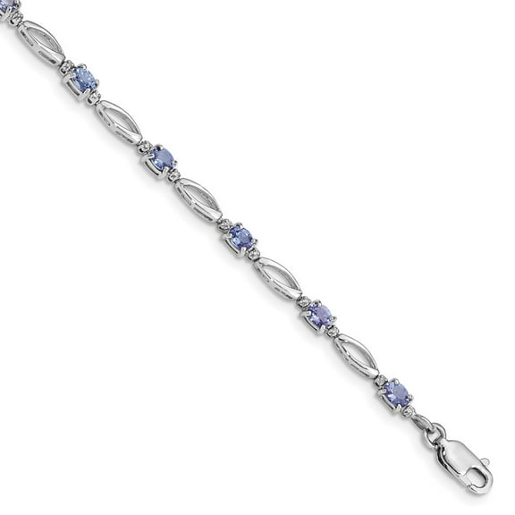 Primal Silver Sterling Silver Rhodium-plated Diamond and Tanzanite Bracelet