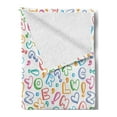thumbnail image 2 of Alphabet Soft Flannel Fleece Throw Blanket, Letters in Fun Colors Kids Scribble Style ABC Hearts Comics Art, Cozy Plush for Indoor and Outdoor Use, 50" x 60", Multicolor, by Ambesonne, 2 of 5