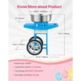 thumbnail image 3 of VEVOR Electric Cotton Candy Machine with Cart, 1000W Commercial Candy Floss Maker with 20.5 in Stainless Steel Bowl, Sugar Scoop, and Drawer, Easy to Use, for Home, Kids Birthday, Family Party, Blue, 3 of 9