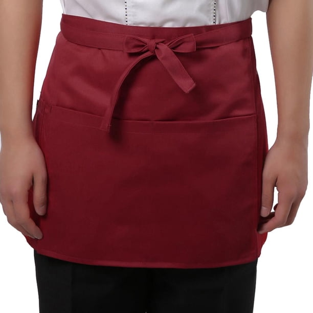 Delantal Unisex Universal Delantal Corto Delantal Camarero (rojo) 4