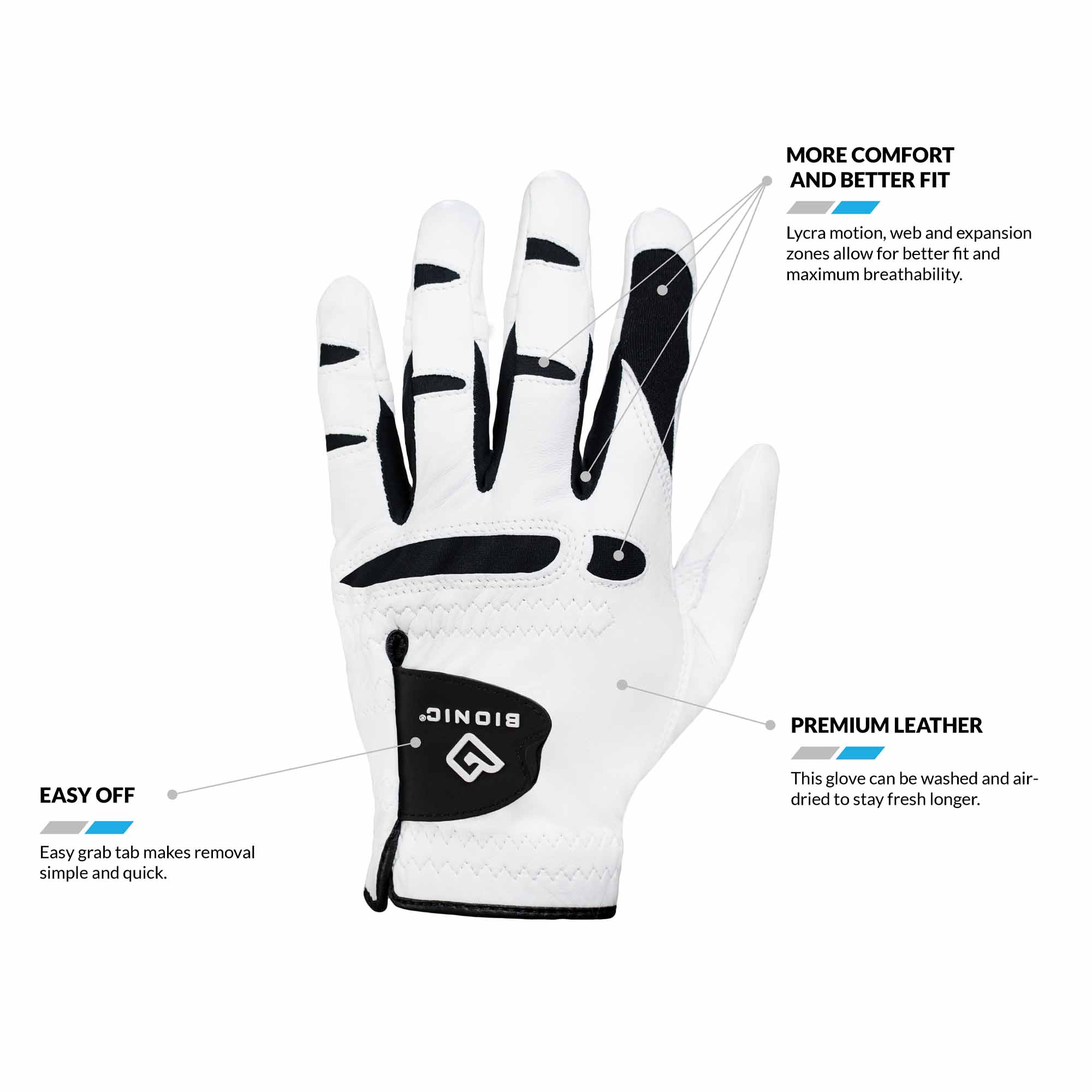 Bionic Gloves Men's StableGrip 2.0 Golf - Right - Gray - 3XLarge