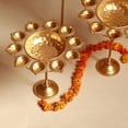 thumbnail image 3 of Decorative Metal Diya Traditional Lotus Urli Tealight Holder for Diwali Decoration | Pooja | Event | Fastivals | Christmas | Set of 3 | Size: 14"-16"-12" & Urli 10" Inches, 3 of 4