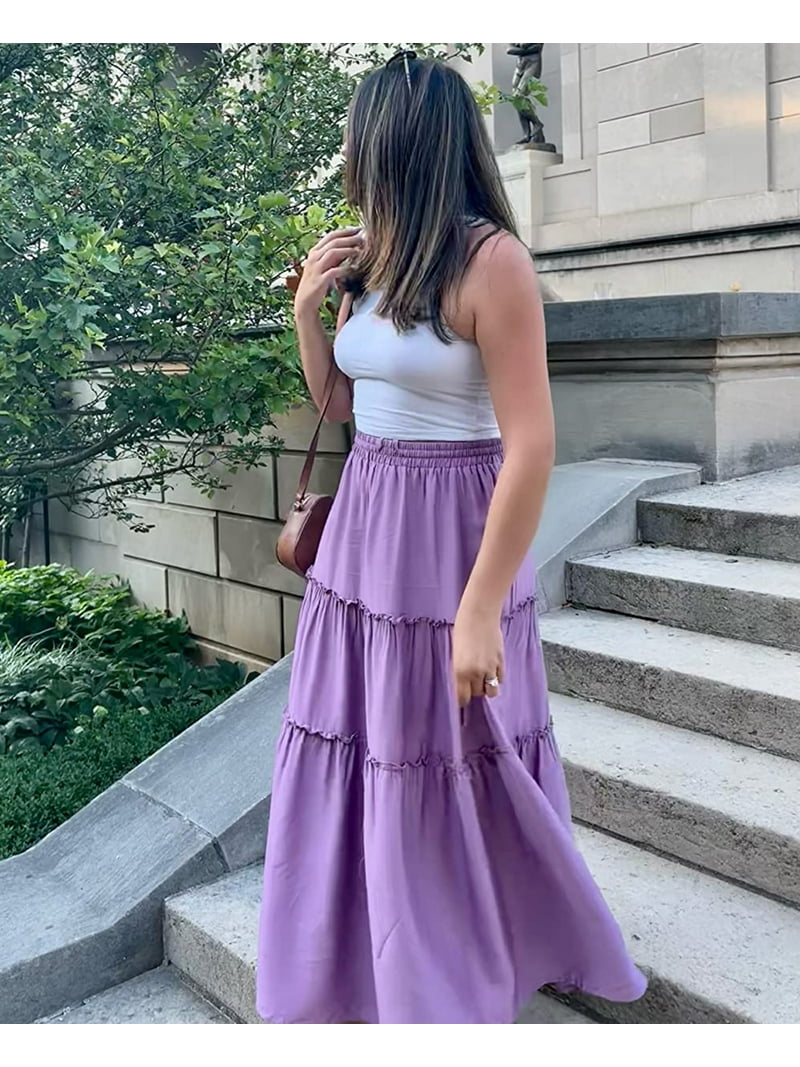 Moshu High Waist Midi Skirt for Women A-Line Pleated Skirts with Pockets Flowy Dresses Moshu High Waist Midi Skirt for Women A-Line Pleated Skirts with Pockets Flowy Dresses