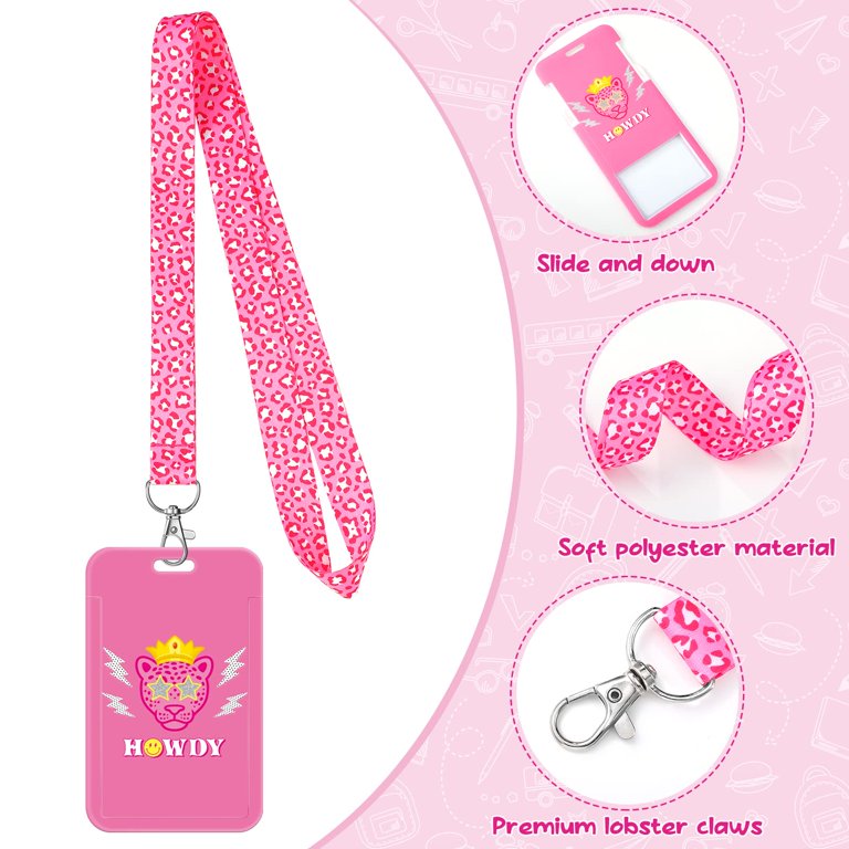 12 Pcs Pink Lanyard and Badge Reel Set Preppy ID Holder with Nurse