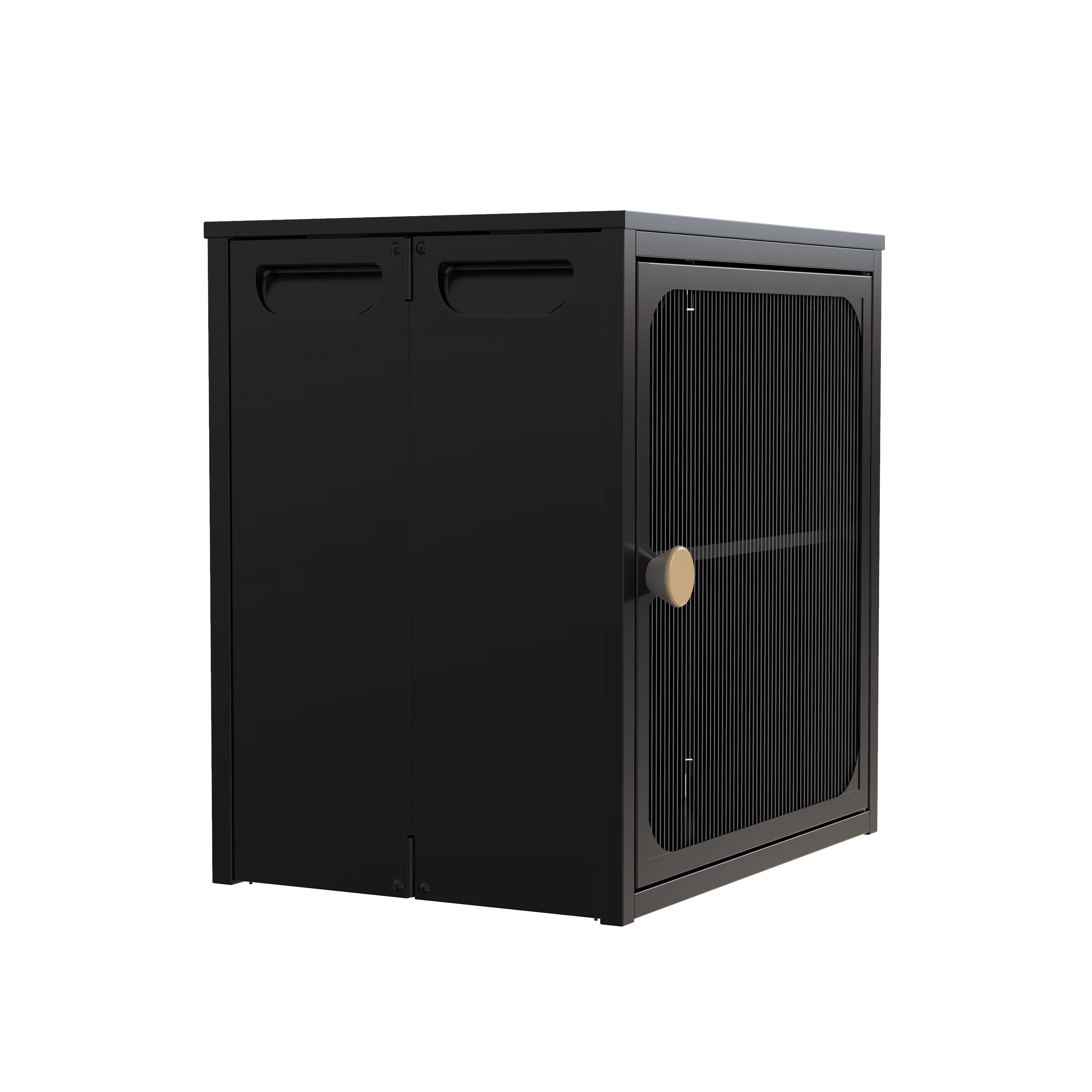 MAYEERTY Foldable Storage Cabinet, Steel-Wood Combo with Anti-Slip Design, Black