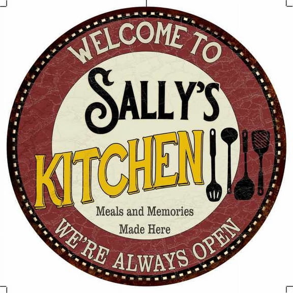 Sally's Kitchen 14" Round Metal Sign Bar Game Room Wall Decor 100140040169