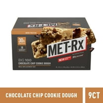 MET-Rx Big 100 Chocolate Chip Cookie Dough Meal Replacement Protein Bar, 3.52 oz., 9 Count