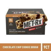 MET-Rx Big 100 Chocolate Chip Cookie Dough Meal Replacement Protein Bar, 3.52 oz., 9 Count