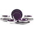 thumbnail image 2 of Stoneware Coupe Shape 18pc Dinnerware Set, Outside White + Inside Purple, 2 of 7