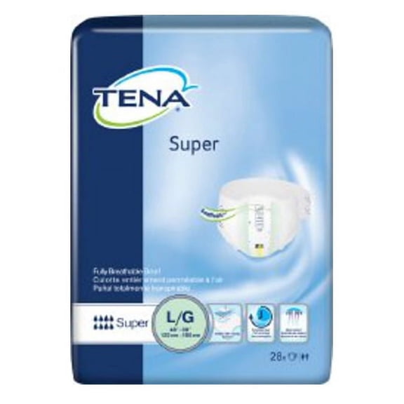 Essity HMS North America Inc Adult Incontinent Brief TENA Super Tab Closure Large Disposable Heavy Absorbency Bag of 28