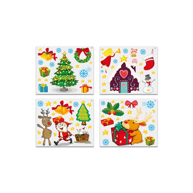 Pegatina De Ventana De Cristal De Alce Navideño, Calcomanías De Pared De Dibujos Animados, Calcomanías De Navidad Extraíbles De Pvc, Pegatina Autoadhesiva Para Festival 4 Uds. Serendint HA038158-00