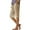 Khaki, variant on Simua Women's Cotton Linen Shorts Summer Elastic Waist Side Buttons Beach Bermuda Shorts with Pockets
