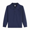 thumbnail image 5 of HCNTES Big Boy's Polo Shirts Long Sleeved Solid Color Basic Polos Breathable Basic Undershirt(Dark Blue,2-3 Years), 5 of 5