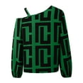 thumbnail image 4 of Women's Geometric Print Blouse Cold Shoulder Long Sleeve Asymmetrical Neck Tops Dressy Business Work Shirts, 4 of 5