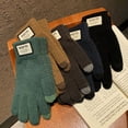 thumbnail image 6 of Women Korean Plush Solid Color Thickened Cycling Gloves Warm Winter Knitted Gloves Touch Screen Gloves BROWN, 6 of 8