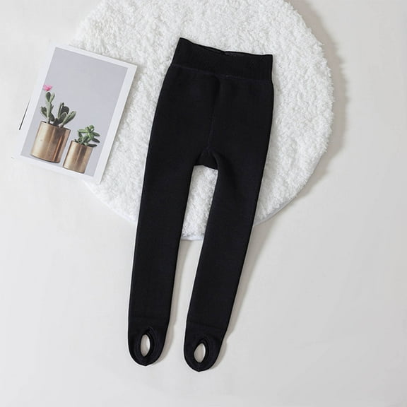 YUNAFFT Girls Fleece-Lined Thermal Pants Solid Color High-Waisted Kick-Leg Winter Warmth Casual Comfort Everyday Wear