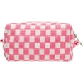 thumbnail image 6 of Checkered Makeup Bag for Purse Portable Zipper Make Up Pouch Small Cosmetic Case for Travel Accessories Pink White, 6 of 10