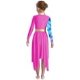 thumbnail image 3 of Aislor Girls Metallic Liturgical Praise Dance Dress Long Sleeve Printed Asymmetrical Worship Church Robe Hot Pink 16, 3 of 7