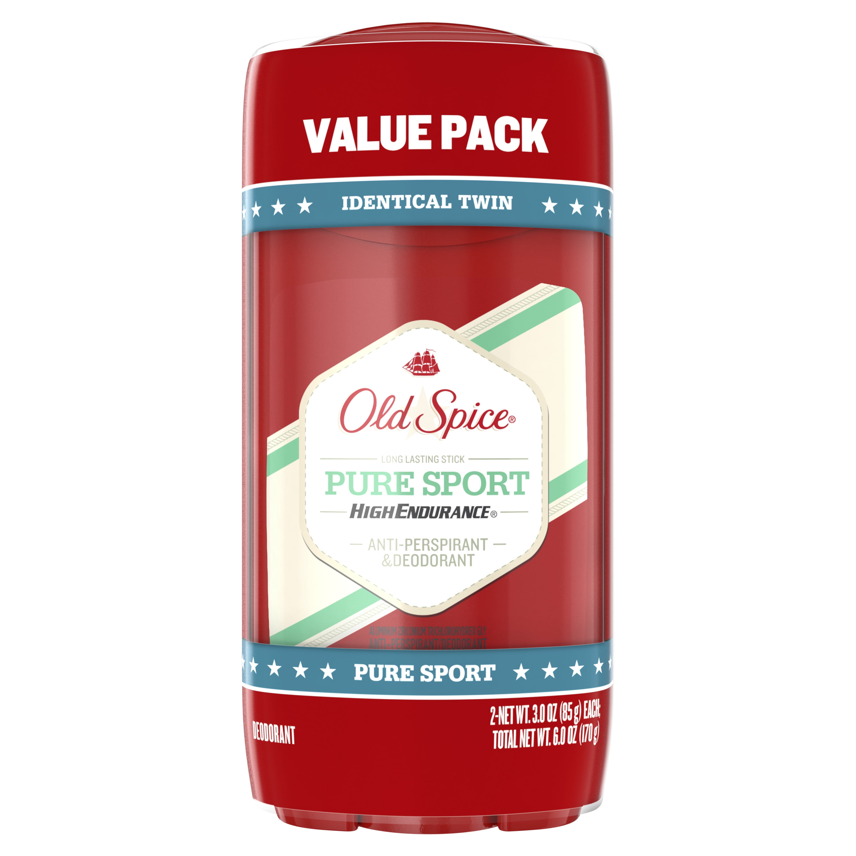 Old Spice High Endurance Pure Sport Deodorant for Men 3 oz Twin