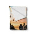 thumbnail image 2 of Tropical Soft Flannel Fleece Blanket, Tropical Sunset Moorea French Polynesia Reflection Resort Scenic Waterscape, Cozy Plush for Indoor and Outdoor Use, 70" x 90", Yellow Coral Blue, by Ambesonne, 2 of 5