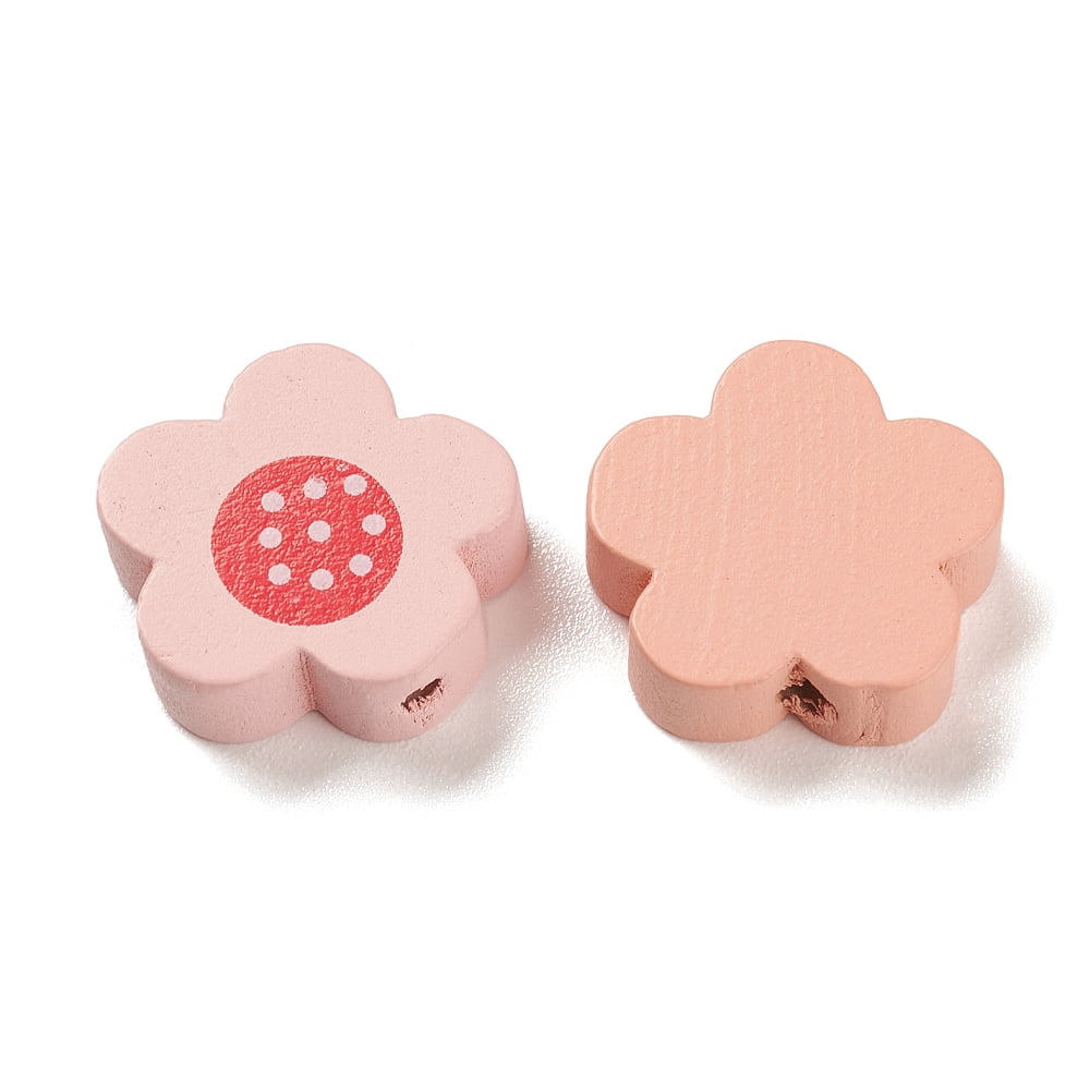Spray Painted Natural Maple Wood Beads Flower Mixed color 18x19x6mm Hole: 2mm about 549pcs/500g