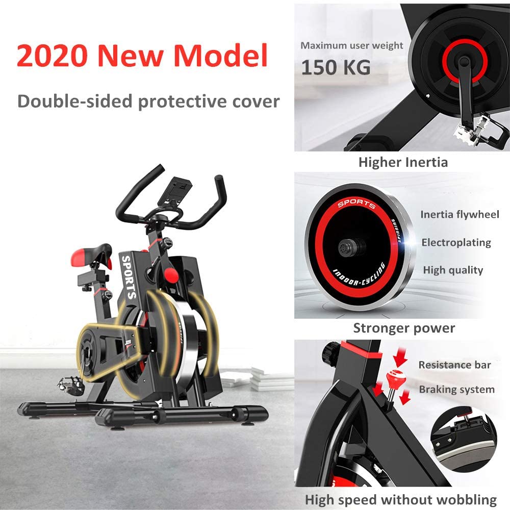 YOLEO Stationary Exercise Bike Indoor Cycling Bike Fitness Stationary All-inclusive Flywheel Bicycle with Resistance for Gym Home Cardio Workout Machine Training 2021 Version (Black-Standard) - image 4 of 8