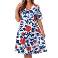 thumbnail image 2 of QUNYINEY Womens Summer Casual Dresses Short Sleeve Midi Plus Size Independence Day A Line Dress with Pockets Patriotic Loose Fit V-Neck Dresses, 2 of 8