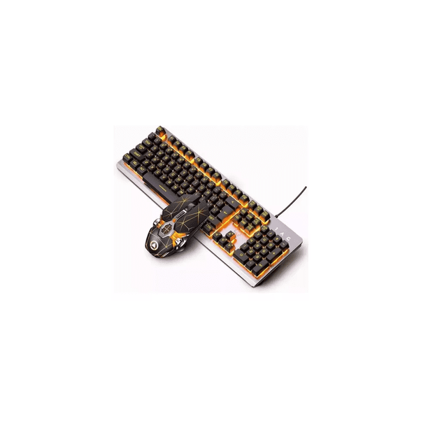 Kit Mouse Teclado C/luces Led Silenciosas Computadora Laptop Teclado Negro/naranja