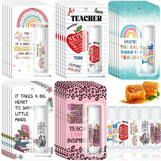 Bálsamo labial Sacubee Teacher, regalo de agradecimiento a un maestro, paquete de 30 (clásico)