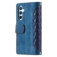 thumbnail image 4 of SaniMore for Samsung Galaxy S24 Plus Wallet Case, Wrist/Crossbody Lanyard, 3D Lattice PU Leather Kickstand Zipper Purse Card Slots Magnetic Clasp Shockproof TPU Shell Anti-drop, Blue, 4 of 11