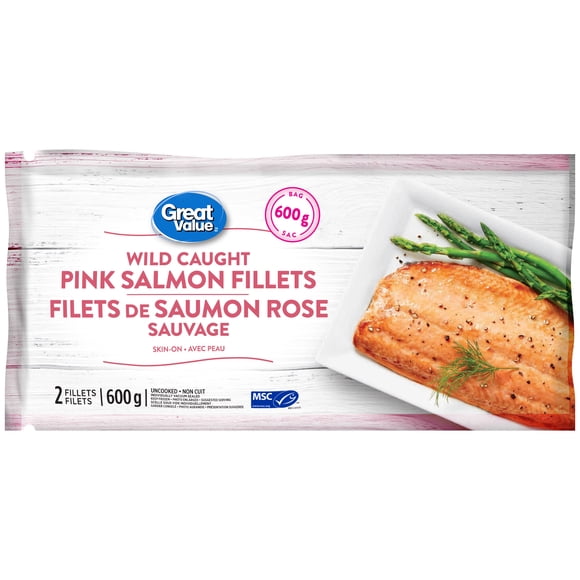 Great Value Wild Caught Pink Salmon Fillets, 600 g