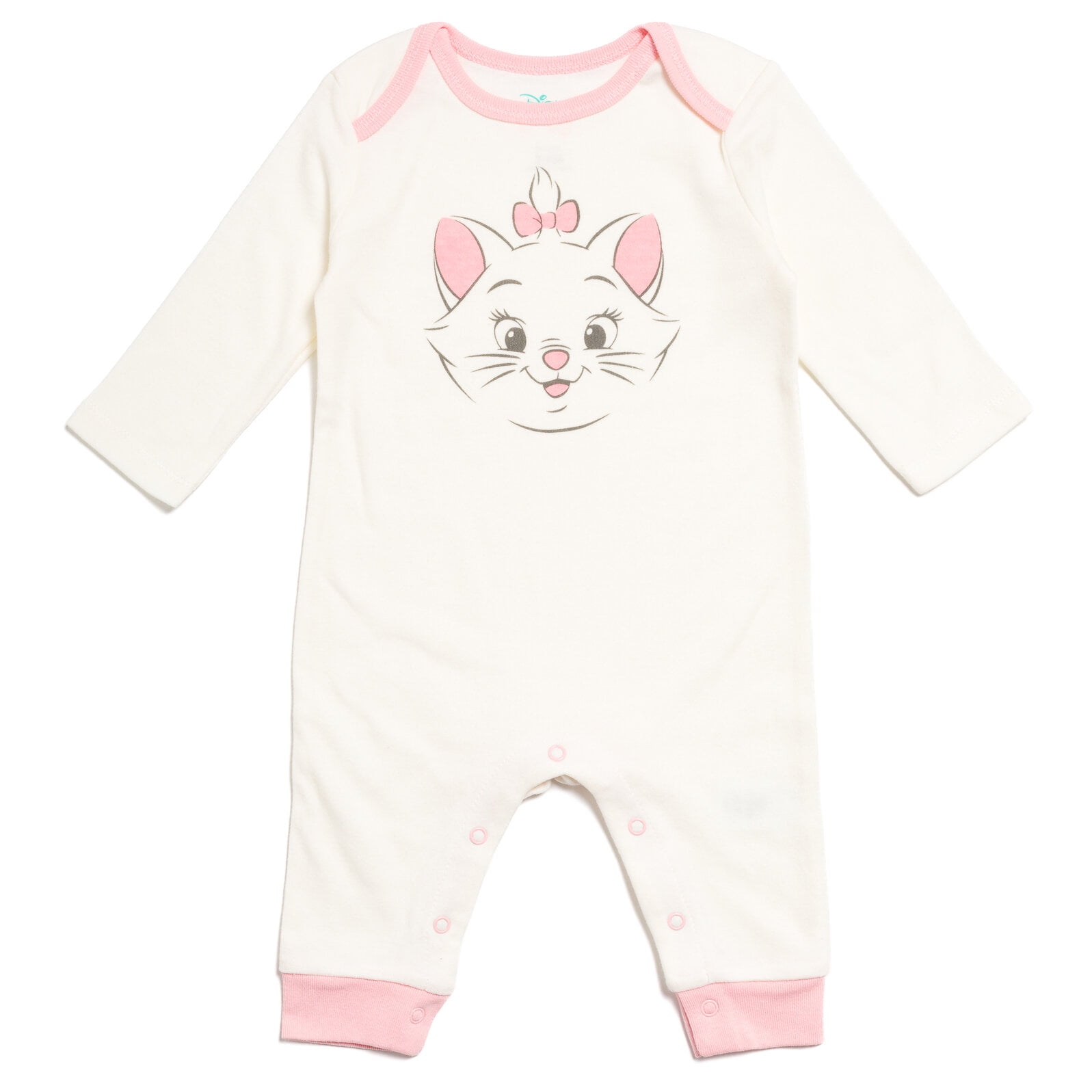 Disney Classics Marie Infant Baby Girls Snap Cosplay Coverall and Hat Newborn to Infant